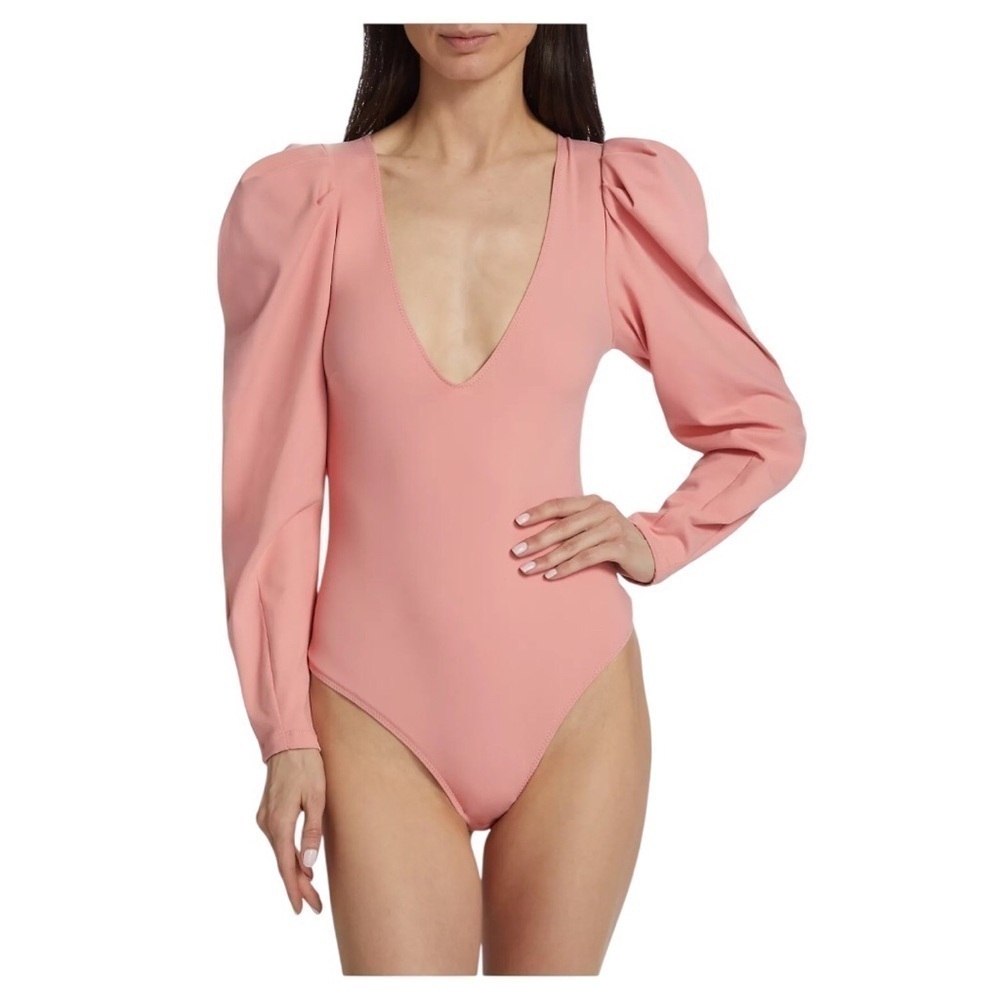 Free People Intimately Va Va Voop Deep V-Neck Puff Long Sleeves Bodysuit Sz XS - Picture 3 of 14